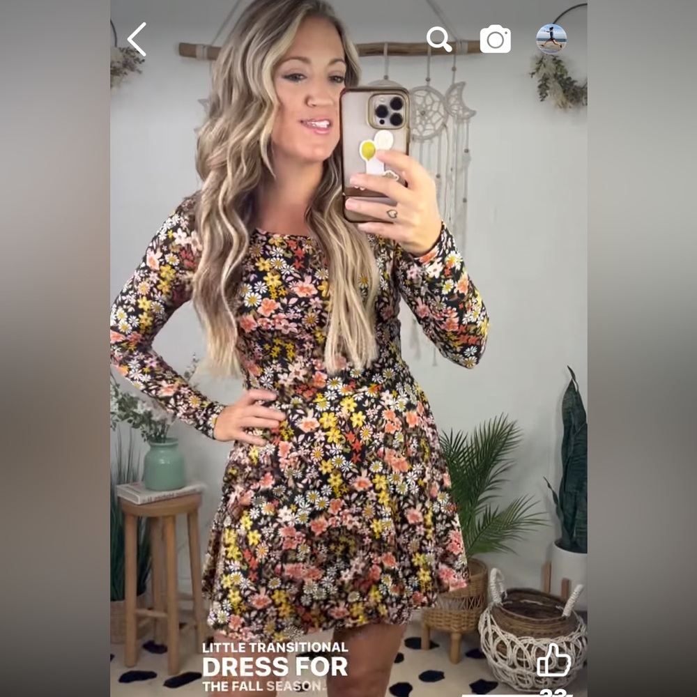 White Birch Floral Dress with Shorts Size S